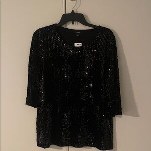 Alfani Black Sequin Blouse